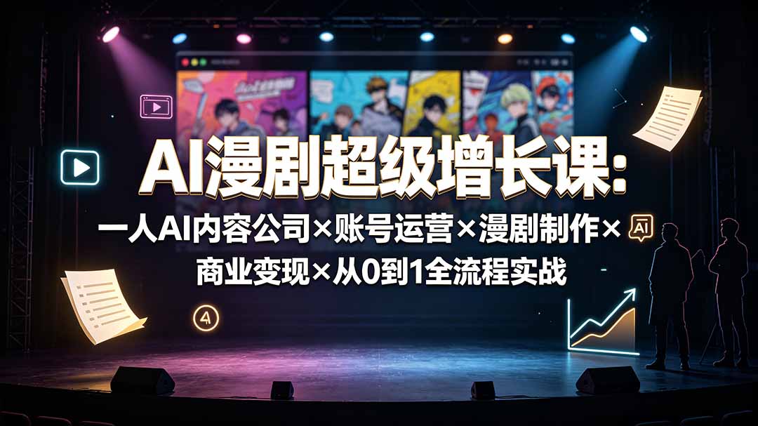 AI漫剧超级增长课:一人AI内容公司×账号运营×漫剧制作×商业变现×从0到1全流程实战-淘金社:轻创终点站