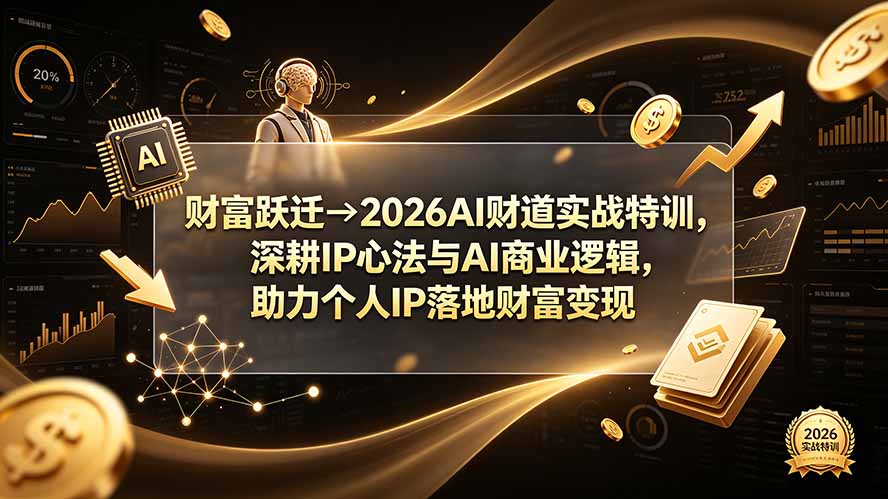 财富跃迁→2026AI财道实战特训，深耕IP心法与AI商业逻辑，助力个人IP落地财富变现-淘金社:轻创终点站