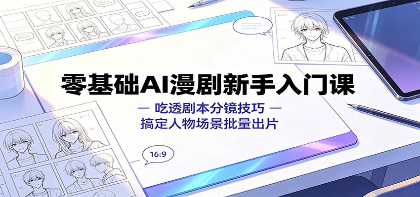 零基础AI漫剧新手入门课:吃透剧本分镜技巧,搞定人物场景批量出片-淘金社:轻创终点站