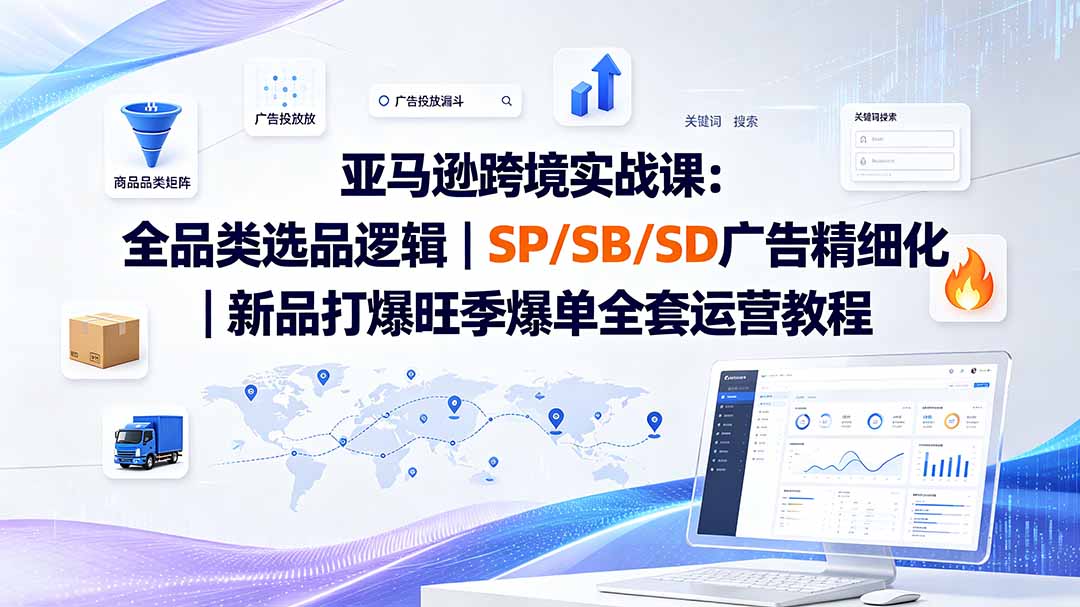 亚马逊跨境实战课-更新:全品类选品逻辑|SP/SB/SD广告精细化|新品打爆旺季爆单全套运营教程-淘金社:轻创终点站