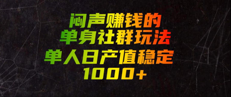 闷声賺钱的单身社群玩法,单人日产值稳定1000+【揭秘】-淘金社:轻创终点站