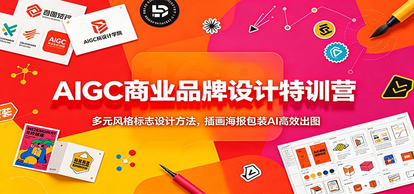 AIGC商业品牌设计特训营:多元风格标志设计方法,插画海报包装AI高效出图-淘金社:轻创终点站