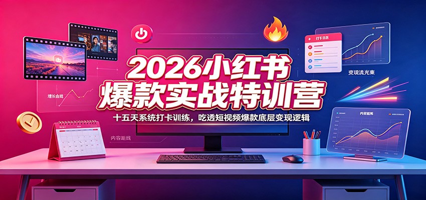 2026小红书爆款实战特训营:十五天系统打卡训练,吃透短视频爆款底层变现逻辑-淘金社:轻创终点站