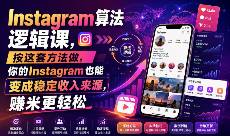 Instagram算法逻辑课,按这套方法做,你的Instagram也能变成稳定收入来源,賺米更轻松【原创双语字幕】-淘金社:轻创终点站