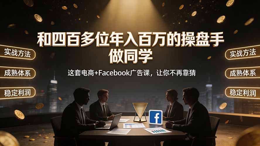 和四百多位年入百万的操盘手做同学——这套电商+Facebook广告课,让你不再靠猜【原创双语字幕】-淘金社:轻创终点站