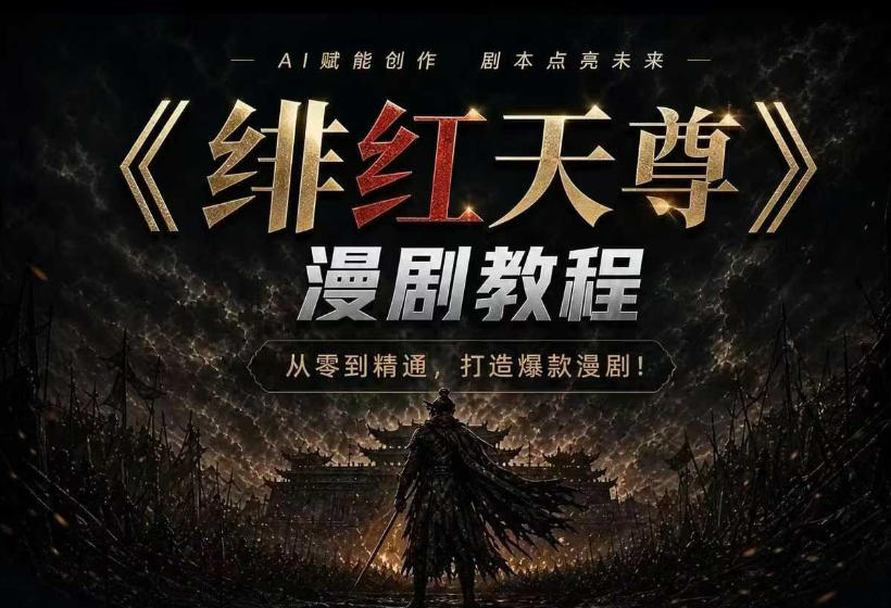 绯红天尊AI漫剧系统教程｜从零入门到精通，工具运用+剧本创作+爆款逻辑+提示词素材+镜头剪辑，全套爆款漫剧落地实战课-淘金社:轻创终点站