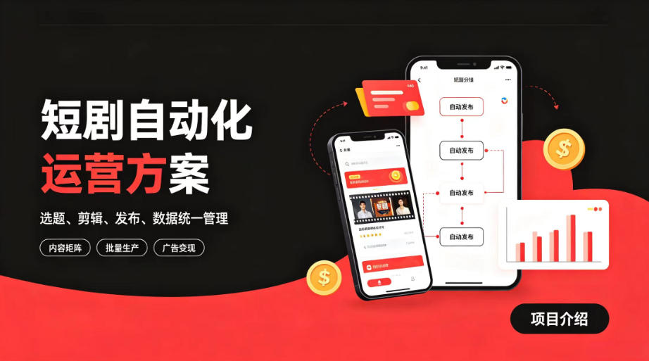 快手全自动短剧矩阵项目｜自动化分发，流量持续变现【揭秘】-淘金社:轻创终点站