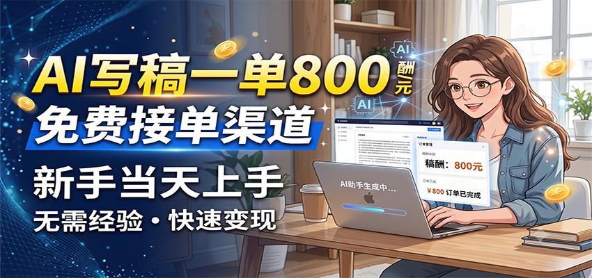 AI写稿一单800，免费接单渠道，一单一结几十到上千，新手当天上手-淘金社:轻创终点站