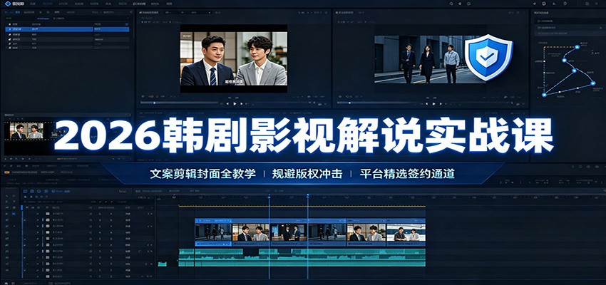 2026韩剧影视解说实战课：文案剪辑封面全教学，规避版权冲击平台精选签约通道-淘金社:轻创终点站