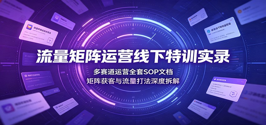 流量矩阵运营线下特训实录：多赛道运营全套SOP文档，矩阵获客与流量打法深度拆解-淘金社:轻创终点站