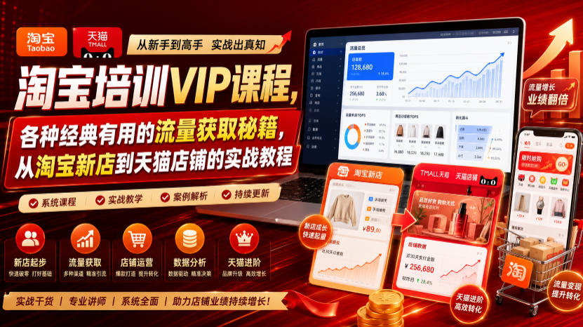 淘宝培训VIP课程，各种经典有用的流量获取秘籍，从淘宝新店到天猫店铺的实战教程(更新7月29日)-淘金社:轻创终点站