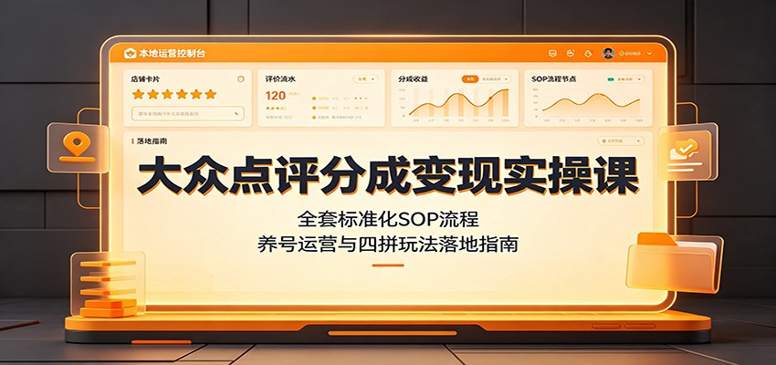 大众点评分成变现实操课：全套标准化SOP流程，养号运营与四拼玩法落地指南-淘金社:轻创终点站