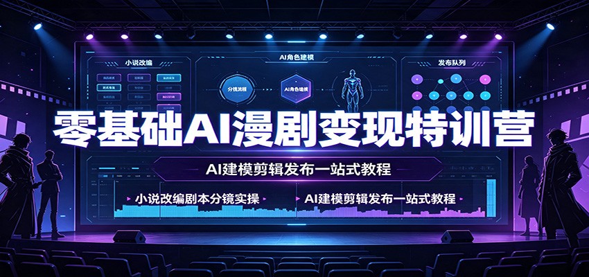 零基础AI漫剧变现特训营：小说改编剧本分镜实操，AI建模剪辑发布一站式教程-淘金社:轻创终点站
