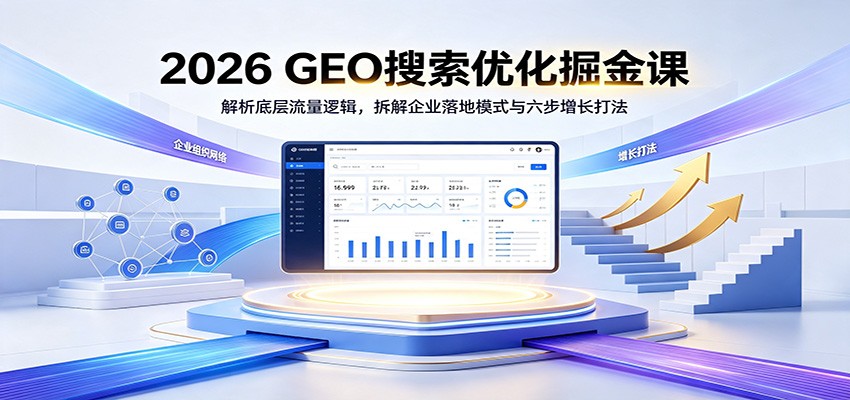 2026 GEO搜索优化掘金课：解析底层流量逻辑，拆解企业落地模式与六步增长打法-淘金社:轻创终点站