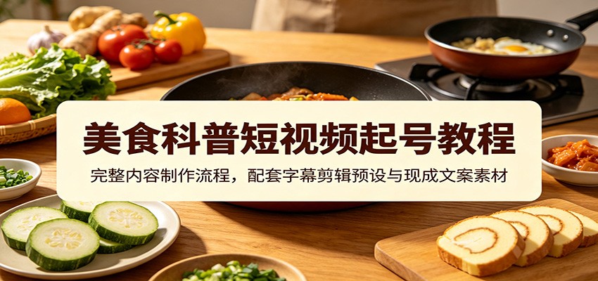 美食科普短视频起号教程:完整内容制作流程,配套字幕剪辑预设与现成文案素材-淘金社:轻创终点站