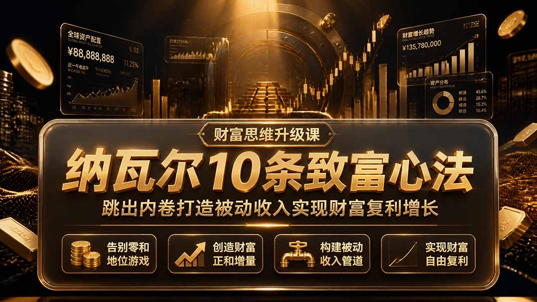 付费文章：纳瓦尔10条致富心法，跳出内卷打造被动收入实现财富复利增长-淘金社:轻创终点站