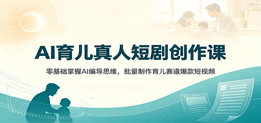 AI育儿真人短剧创作课：零基础掌握AI编导思维，批量制作育儿赛道爆款短视频-淘金社:轻创终点站