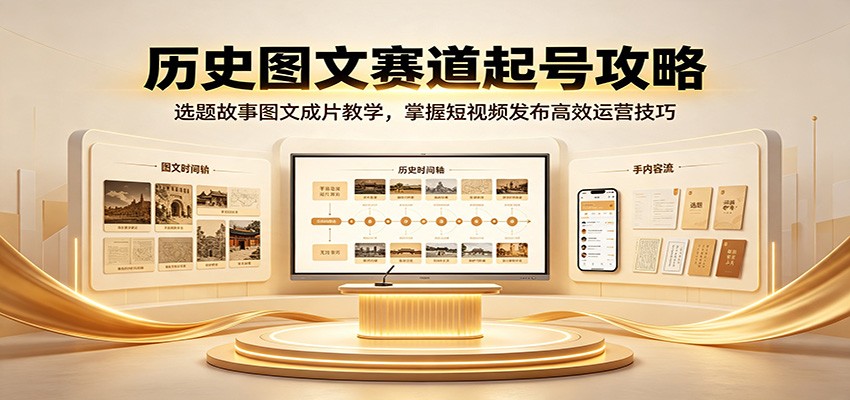历史图文赛道起号攻略：选题故事图文成片教学，掌握短视频发布高效运营技巧-淘金社:轻创终点站