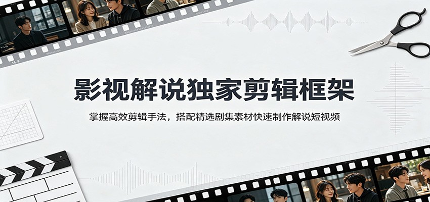 影视解说独家剪辑框架:掌握高效剪辑手法,搭配精选剧集素材快速制作解说短视频-淘金社:轻创终点站