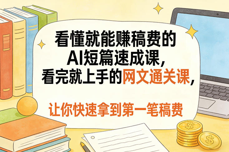 看懂就能賺稿费的AI短篇速成课，看完就上手的网文通关课，让你快速拿到第一笔稿费(更新8月)-淘金社:轻创终点站