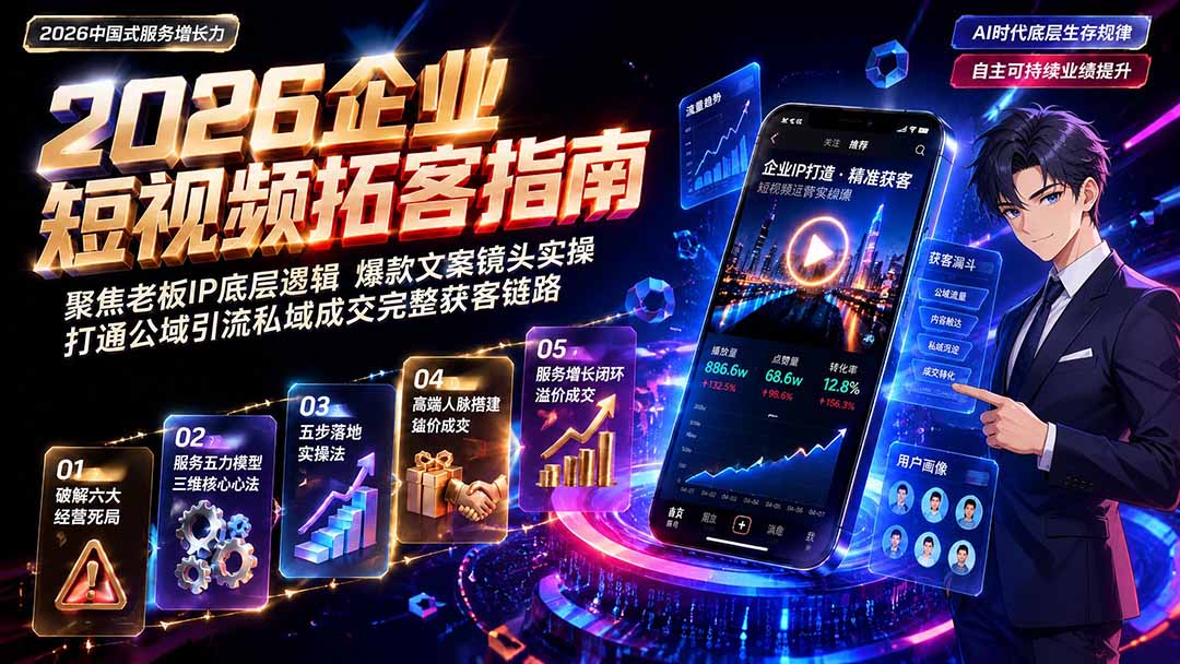 2026AI时代服务增长力实战课-无水印|五力模型三维心法教学,破解门店客源流失低价内卷实现长效业绩增长-淘金社:轻创终点站