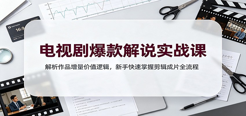 电视剧爆款解说实战课:解析作品增量价值逻辑,新手快速掌握剪辑成片全流程-淘金社:轻创终点站