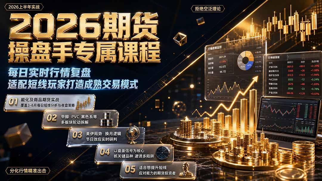 2026期货操盘手专属课程-更新8月，每日实时行情复盘，适配短线玩家打造成熟交易模式-淘金社:轻创终点站
