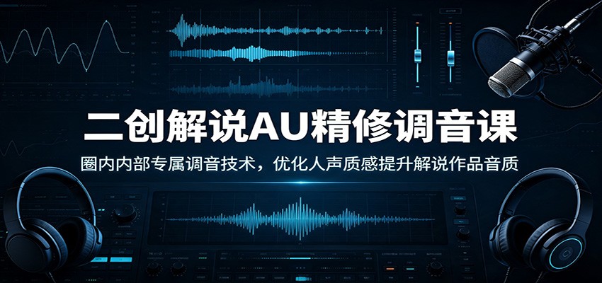 二创解说AU精修调音课:圈内内部专属调音技术,优化人声质感提升解说作品音质-淘金社:轻创终点站