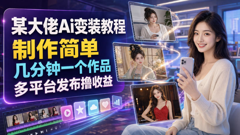 某大佬Ai变装教程,制作简单,几分钟一个作品,多平台发布撸收益-淘金社:轻创终点站
