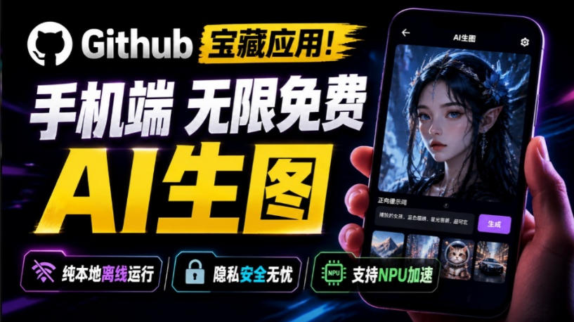 Github宝藏应用!手机端无限免费AI生图,纯本地离线运行,支持NPU加速斩获3.1k stars,local-dream-淘金社:轻创终点站