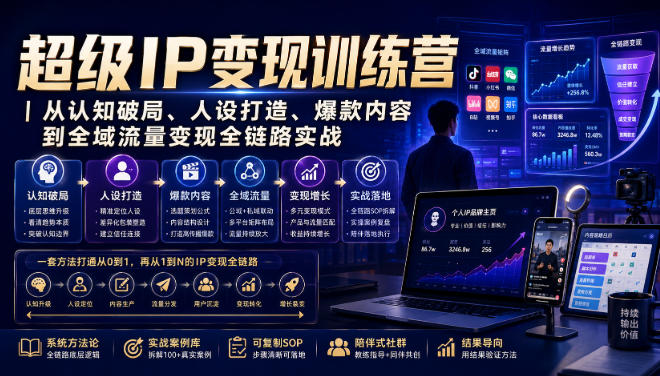 超级IP变现训练营|从认知破局、人设打造、爆款内容到全域流量变现全链路实战-淘金社:轻创终点站