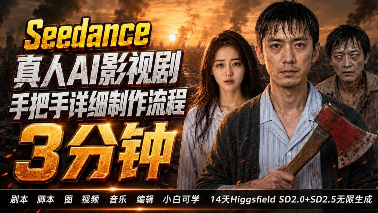3分钟真人AI影视剧怎么做?SD 2.0手把手完整制作流程|Higgsfield 14天SD 2.0/2.5无限生成-淘金社:轻创终点站
