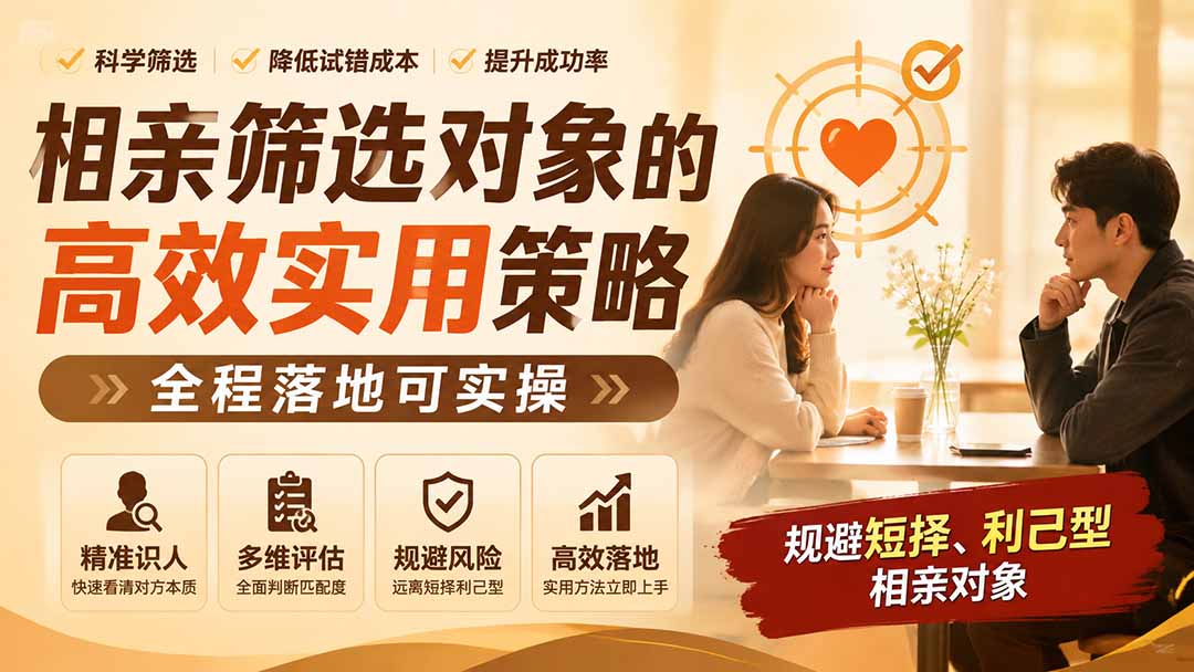 付费文章:相亲筛选对象的高效实用策略,全程落地可实操,规避短择、利己型相亲对象-淘金社:轻创终点站