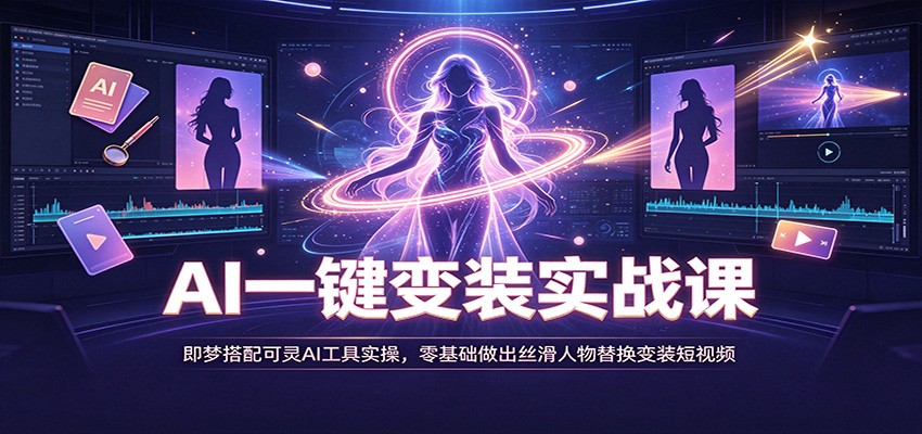 AI一键变装实战课：即梦搭配可灵AI工具实操，零基础做出丝滑人物替换变装短视频-淘金社:轻创终点站