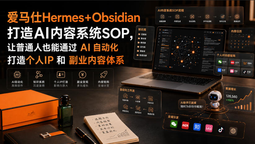 爱马仕Hermes+Obsidian打造AI内容系统SOP,让普通人也能通过 AI 自动化打造个人IP 和 副业内容体系-淘金社:轻创终点站