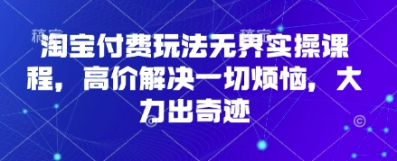 淘宝付费玩法无界实操课程，高价解决一切烦恼，大力出奇迹-源创文化:轻创终点站