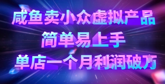 咸鱼卖小众虚拟产品，简单易上手，单店一个月利润破W-源创文化:轻创终点站