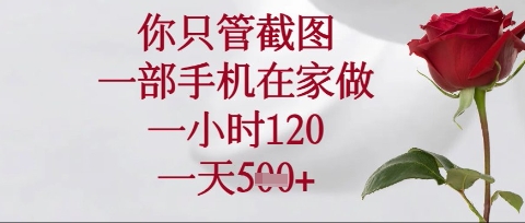 你只管截图，一部手机在家操作，一小时120.一天5张【揭秘】-源创文化:轻创终点站