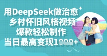 用DeepSeek做治愈乡村怀旧风格视频，爆款轻松制作，当日最高变现多张-源创文化:轻创终点站